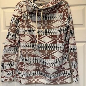 AMPERSAND AVE Gray and White Hoodie